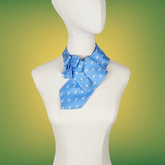 Ogsplosh - Blue Summer Neck Tie Scarf - Women's Tie - Silk Ascot Scarf - NEW - Picture 1 of 8